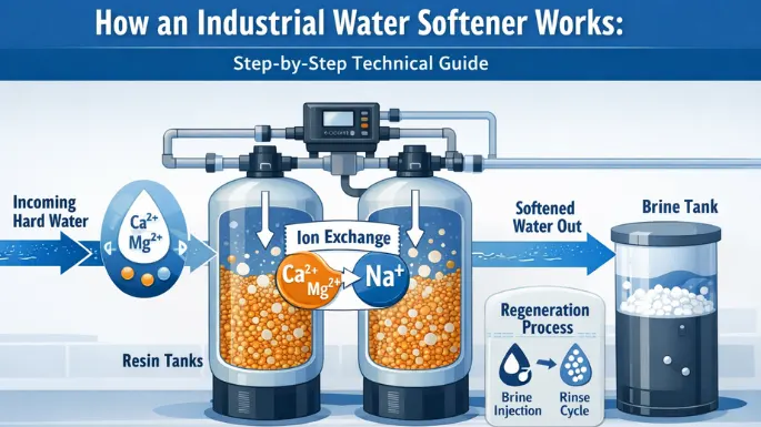 how an industrial water softener works