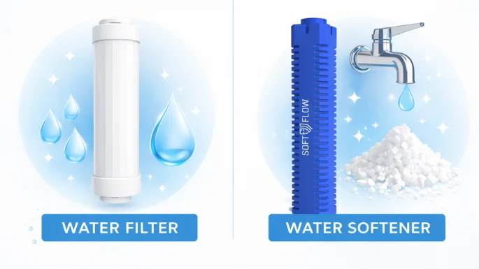 difference between water filter and water softener