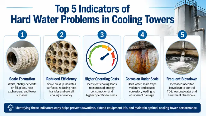 Top 5 Indicators of Hard Water Problems in Cooling Towers